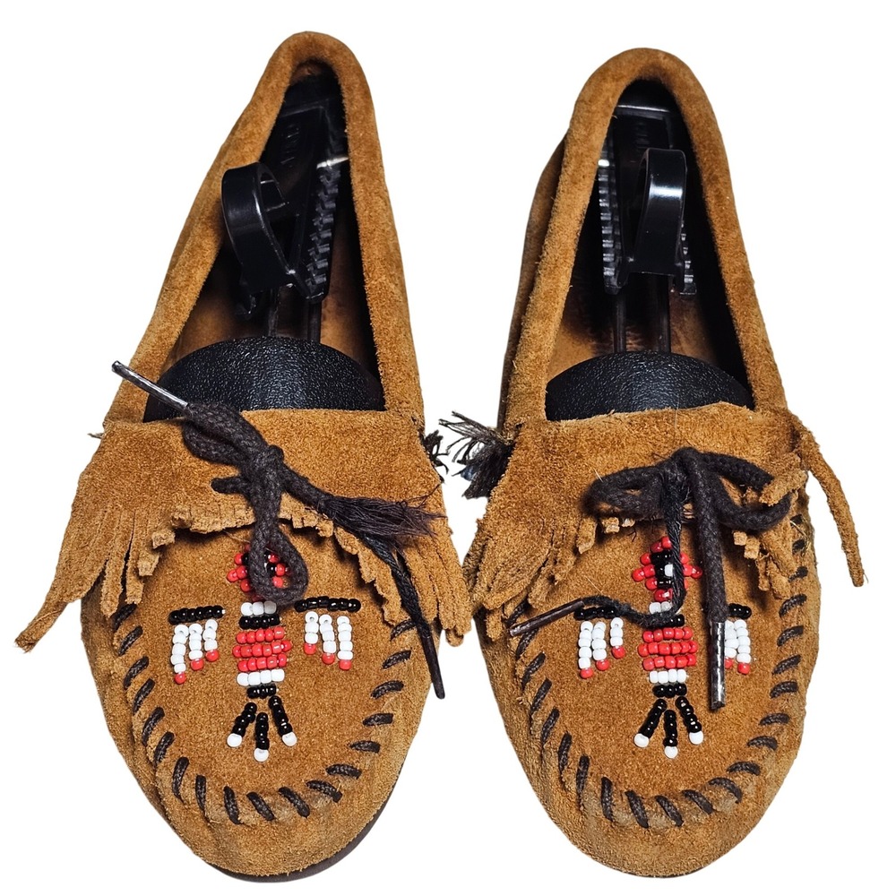 Minnetonka Moccasins Women's Size 6 Brown‎ Suede Beaded Thunderbird